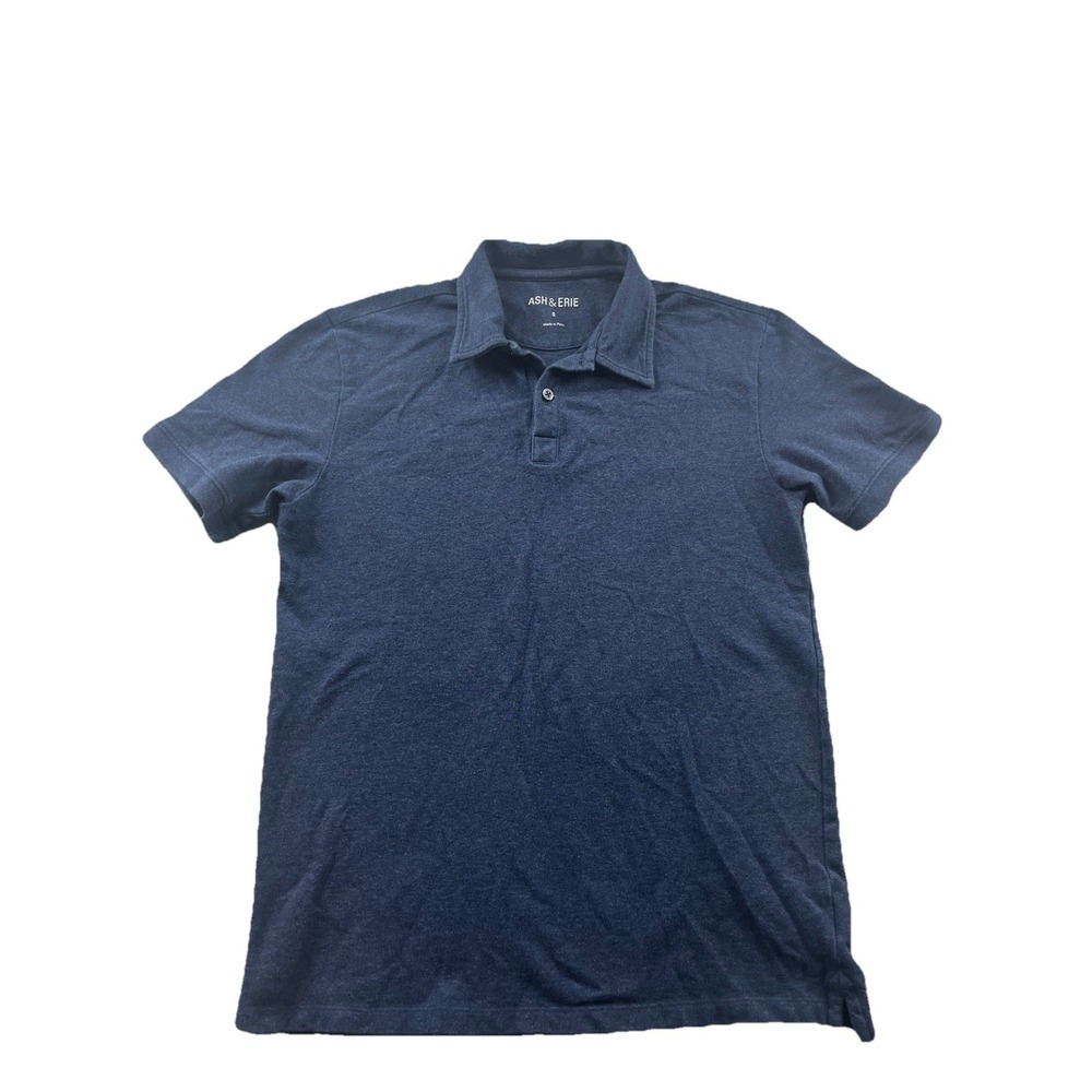 Ash & Erie Pima Cotton Short Sleeve Knit Polo Shirt Stretch Navy Blue Men Small
